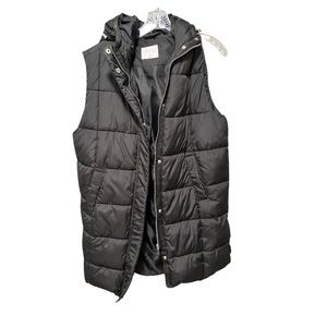 Hooded Puffer Vest- Tunic length
